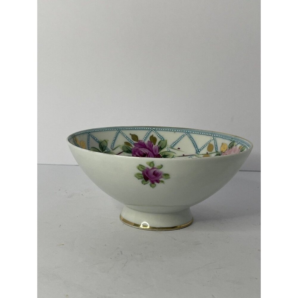 Japanese Rice Soup Bowl 6” Dis. Porcelain  Flower Made in Japan Roses